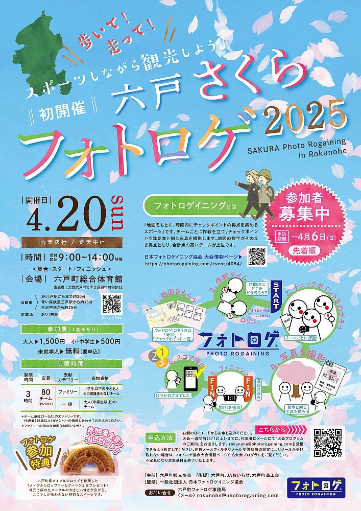 六戸さくらフォトロゲ2025 @ 六戸町総合体育館（集合・スタート・フィニッシュ）
