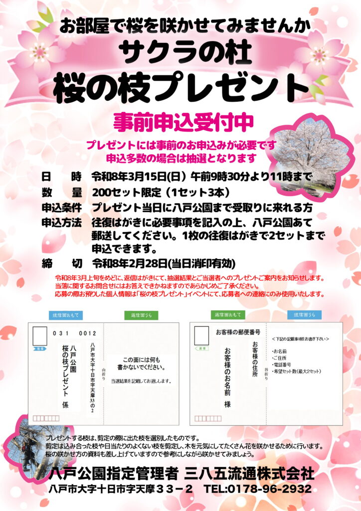 「サクラの社」桜の枝プレゼント @ 八戸公園　第２駐車場周辺